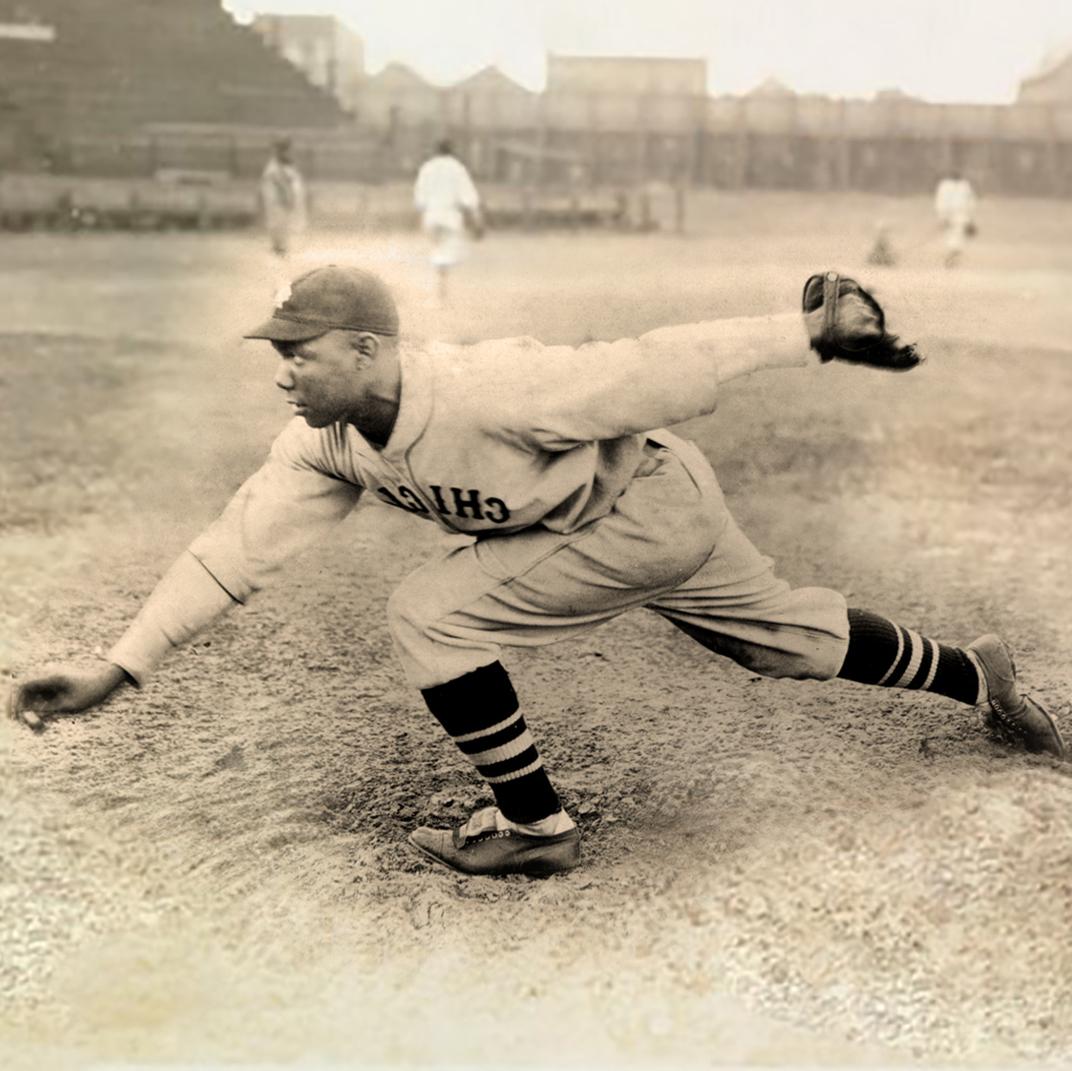 A picture of Bill Foster playing baseball.